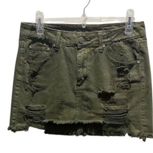 Litz Distressed Denim Mini Skirt